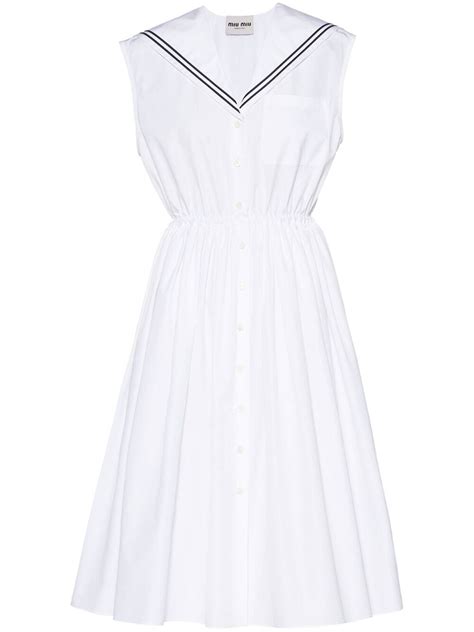 White Sailor Poplin Dress 